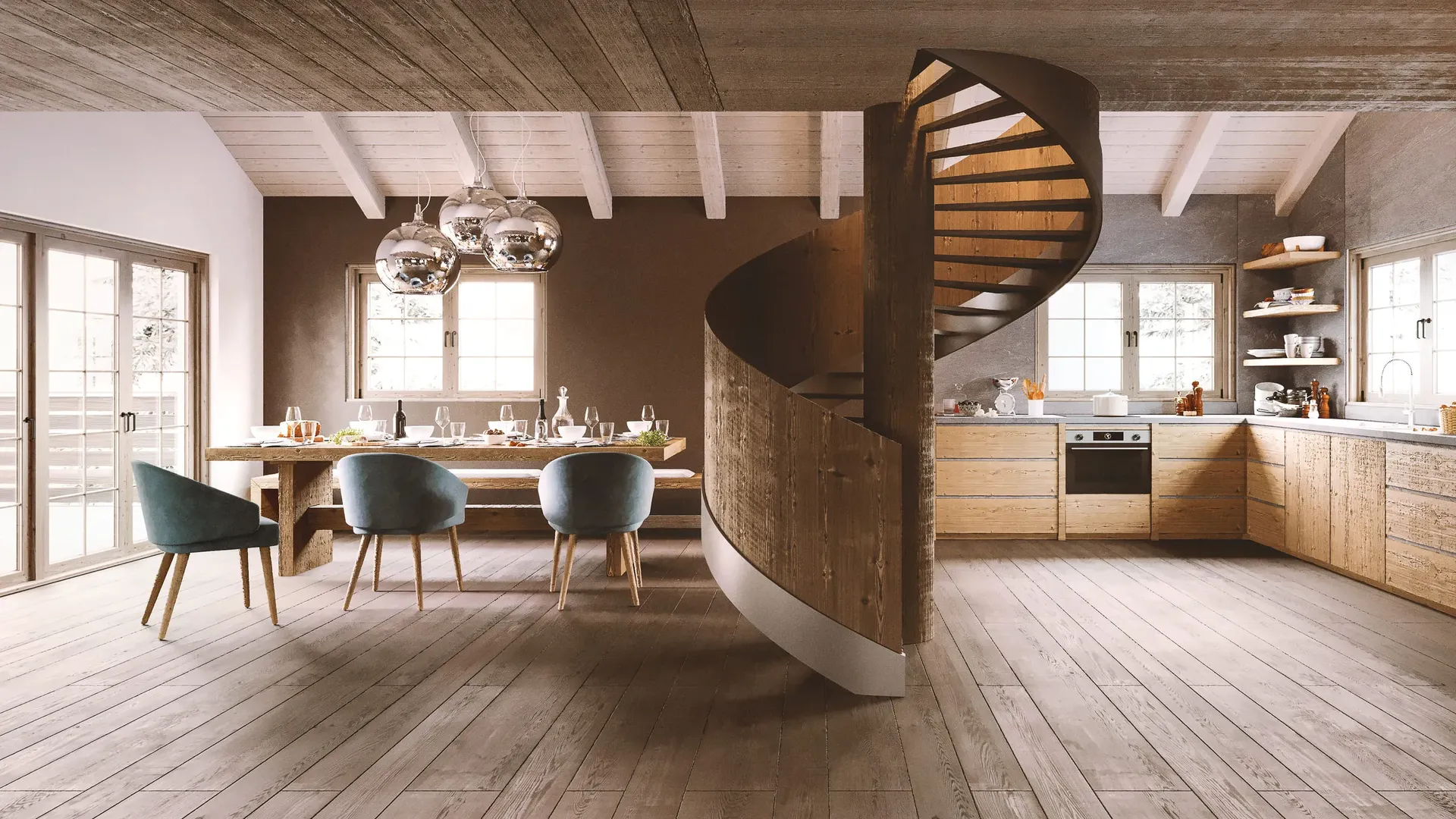 01 Render Interno Di Uno Chalet Svizzero In Legno 01 Render Interno Di Uno Chalet Svizzero In Legno