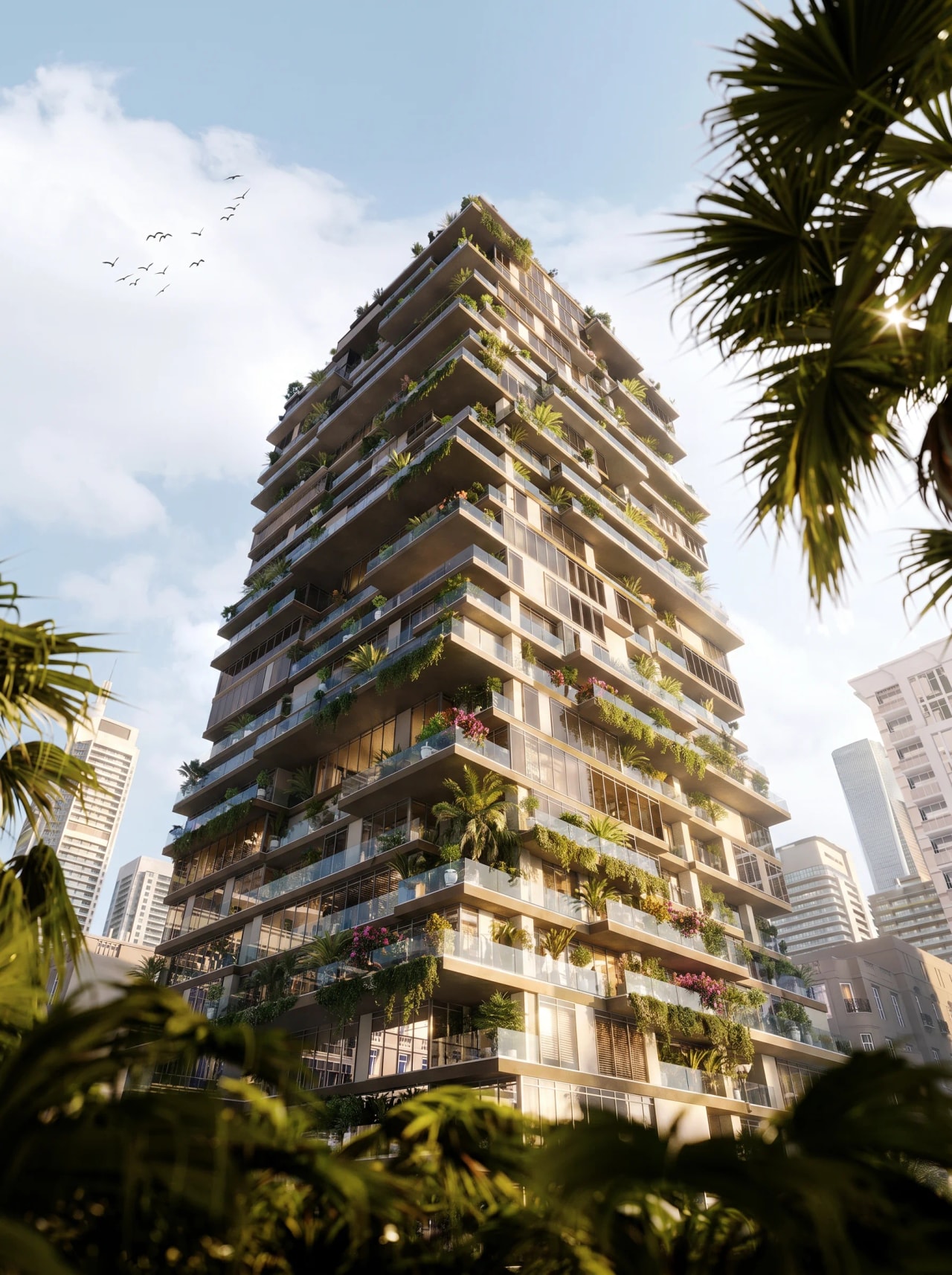 Rendering fotorealistico di esterno - Rendering immobiliare palazzina verde - Archivision Studio