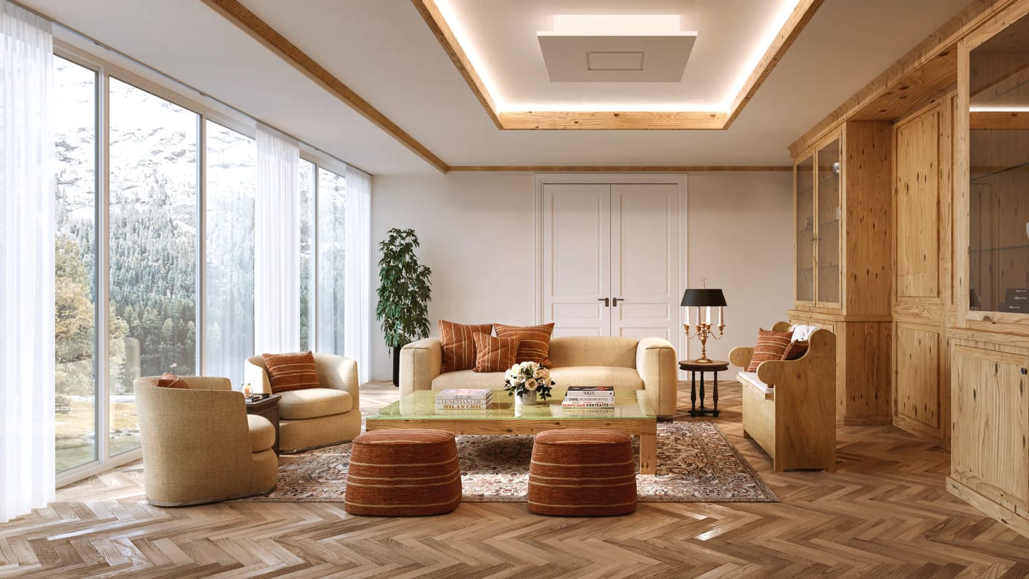 Rendering fotorealistico di interno - Appartamento montagna - Archivision Studio Rendering fotorealistico di interno - Appartamento montagna - Archivision Studio